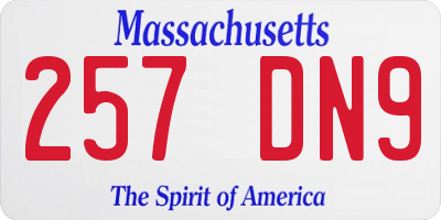 MA license plate 257DN9