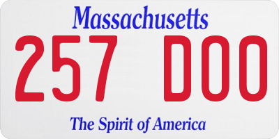 MA license plate 257DO0