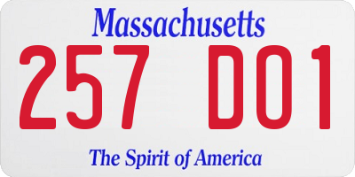 MA license plate 257DO1
