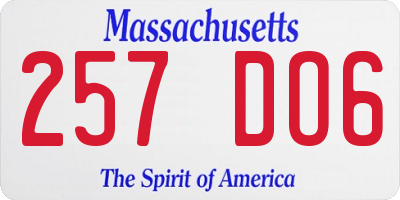 MA license plate 257DO6