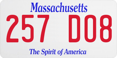 MA license plate 257DO8