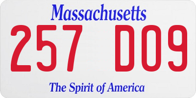 MA license plate 257DO9