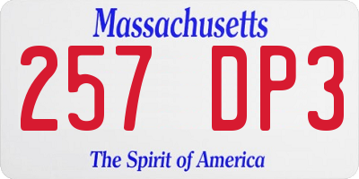 MA license plate 257DP3