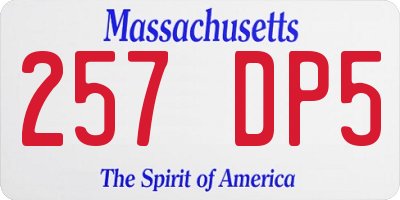 MA license plate 257DP5