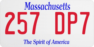 MA license plate 257DP7