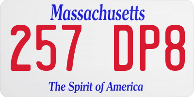 MA license plate 257DP8