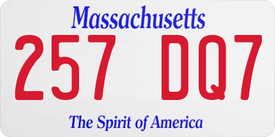 MA license plate 257DQ7