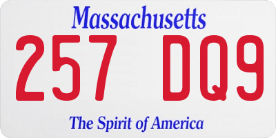 MA license plate 257DQ9