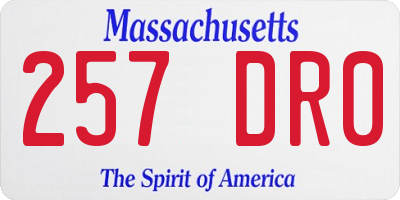 MA license plate 257DR0