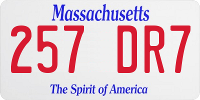 MA license plate 257DR7
