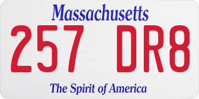 MA license plate 257DR8