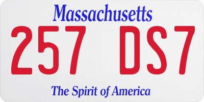 MA license plate 257DS7