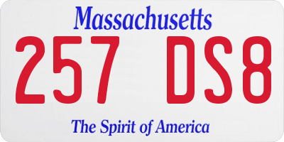 MA license plate 257DS8