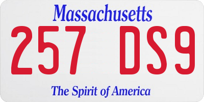 MA license plate 257DS9