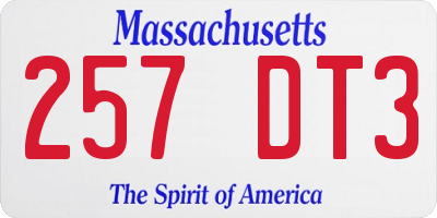 MA license plate 257DT3