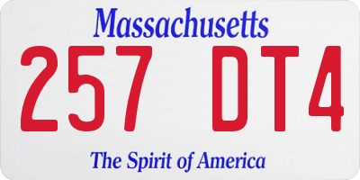 MA license plate 257DT4