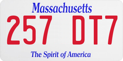MA license plate 257DT7