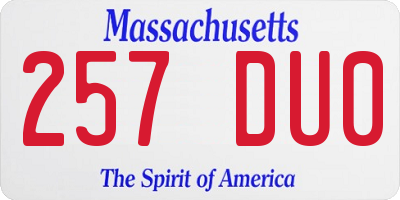 MA license plate 257DU0