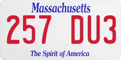 MA license plate 257DU3