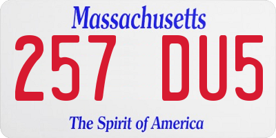 MA license plate 257DU5