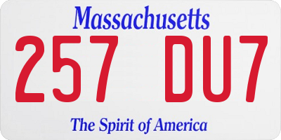 MA license plate 257DU7