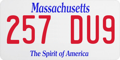 MA license plate 257DU9