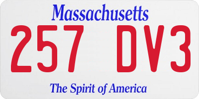 MA license plate 257DV3