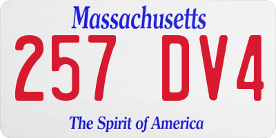 MA license plate 257DV4