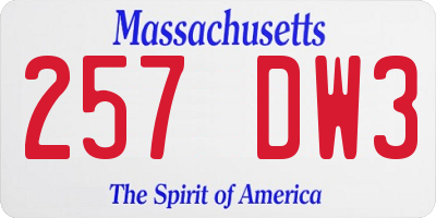 MA license plate 257DW3