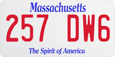 MA license plate 257DW6