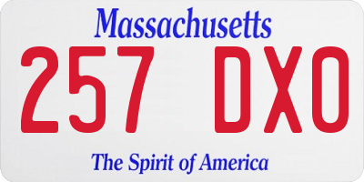 MA license plate 257DX0