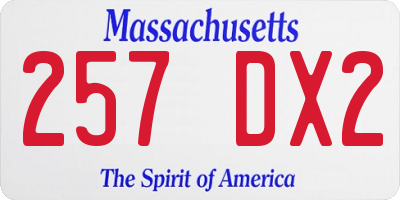 MA license plate 257DX2