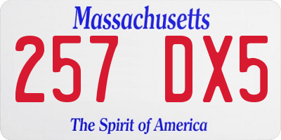 MA license plate 257DX5