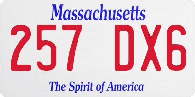 MA license plate 257DX6