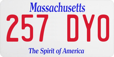 MA license plate 257DY0