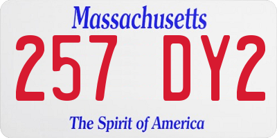 MA license plate 257DY2