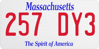MA license plate 257DY3