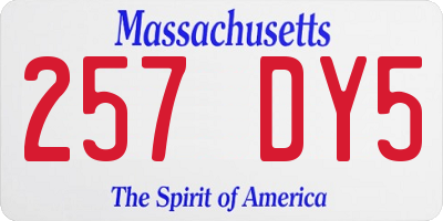 MA license plate 257DY5
