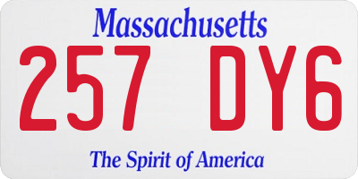 MA license plate 257DY6