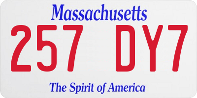 MA license plate 257DY7