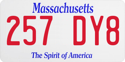 MA license plate 257DY8