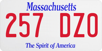 MA license plate 257DZ0