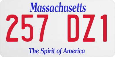 MA license plate 257DZ1