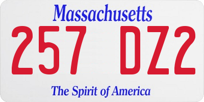 MA license plate 257DZ2