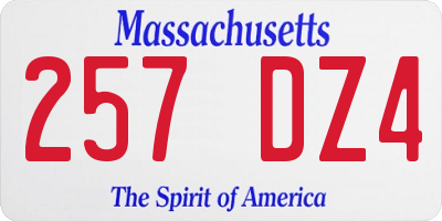 MA license plate 257DZ4