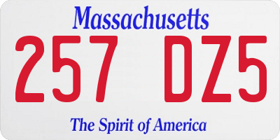 MA license plate 257DZ5