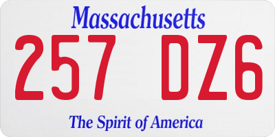 MA license plate 257DZ6