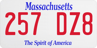 MA license plate 257DZ8