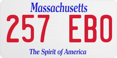 MA license plate 257EB0