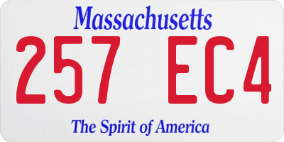 MA license plate 257EC4